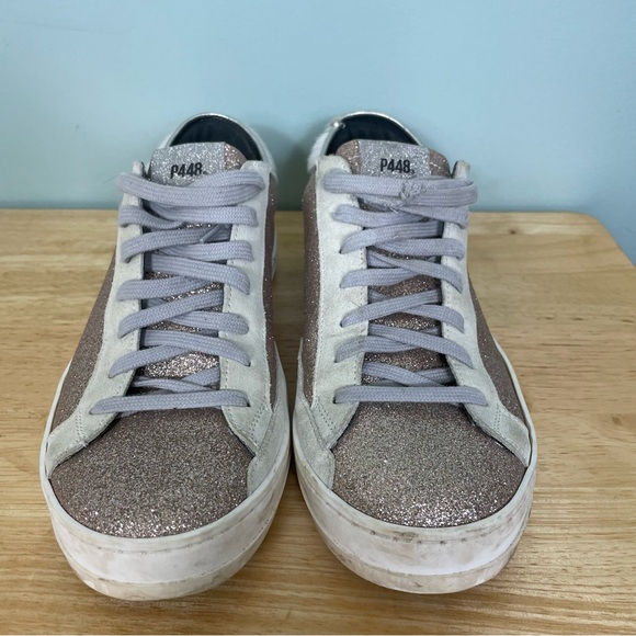 P448 Glitter Accents Sneakers Lop Top Glittery Shiny Size 41 - Picture 2 of 8
